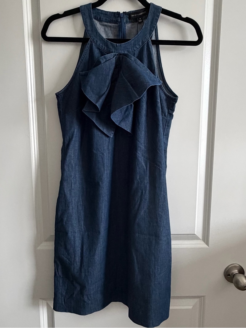 Banana Republic Denim Ruffle Halter Dress - Blue